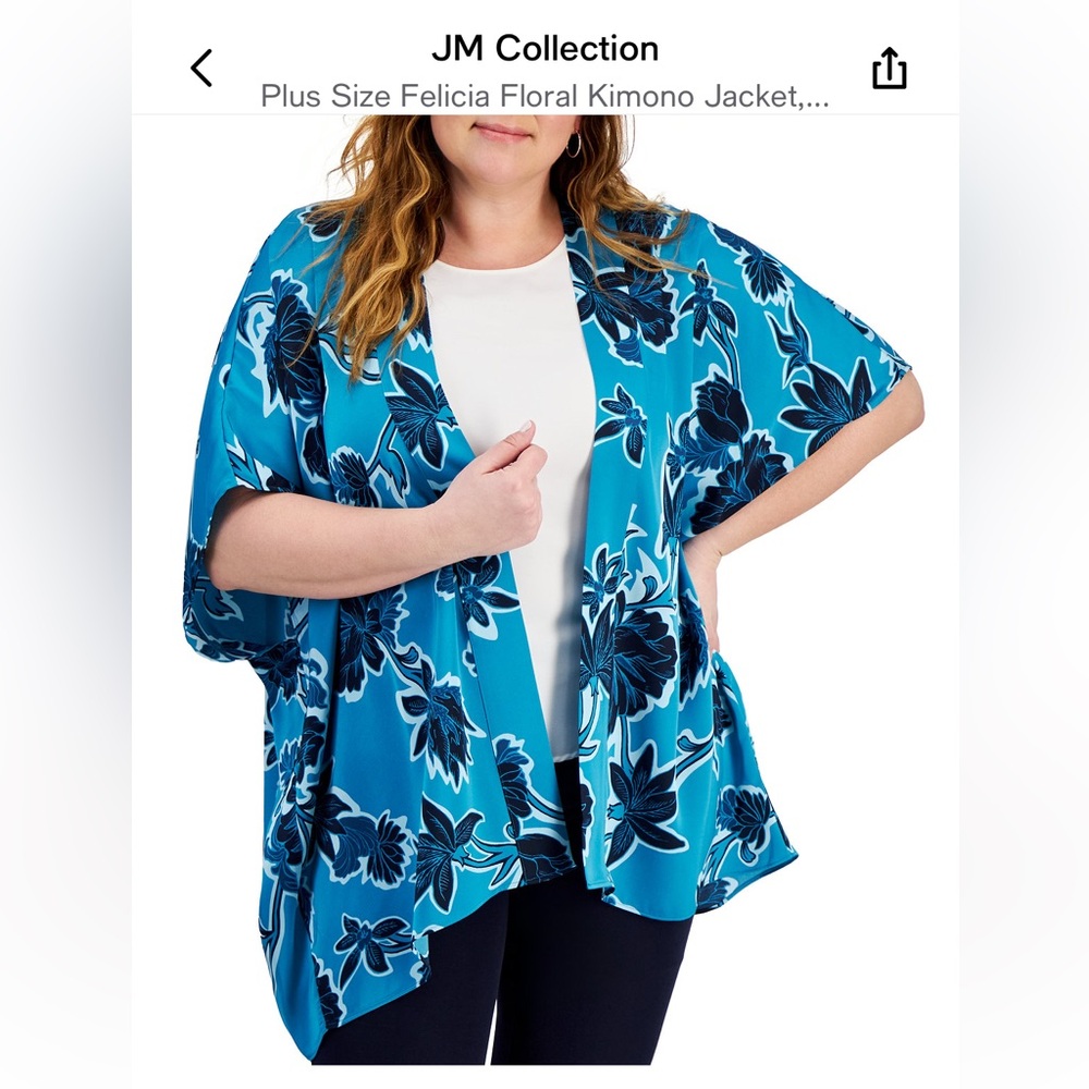 Like New - JM Collection- Teal Floral Kimono